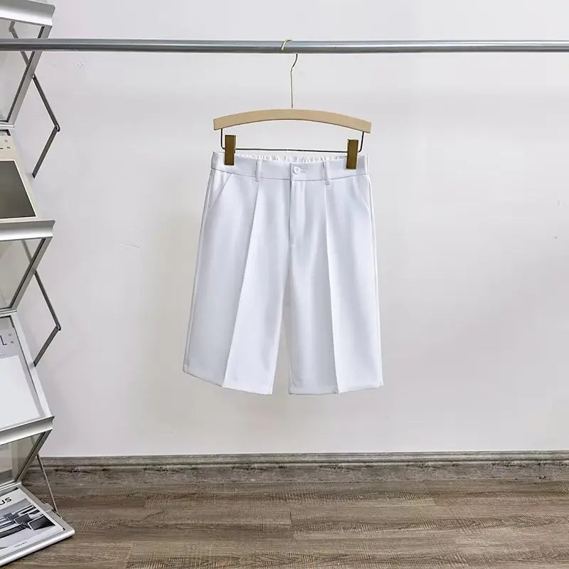 Summer Five-point Pants Short Men's Drape Fabric Casual 5 Points Mid Pants Wild Youth Loose White Suit Shorts Bermuda Masculina - Ellianto fashion Men's