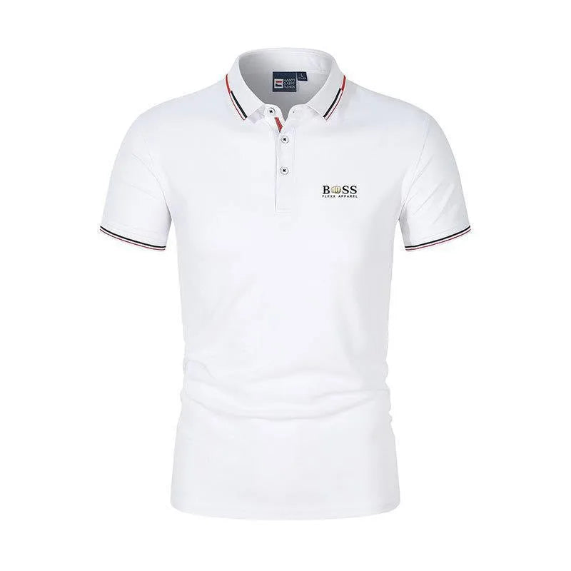 2025 New Fashion BSS FLEXX APPAREL Brand Polo Shirt Men's Summer Standing Neck Slim Fit Solid Color Breathable Casual Men's Polo - Ellianto fashion Men's