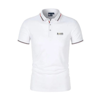 2025 New Fashion BSS FLEXX APPAREL Brand Polo Shirt Men's Summer Standing Neck Slim Fit Solid Color Breathable Casual Men's Polo - Ellianto fashion Men's