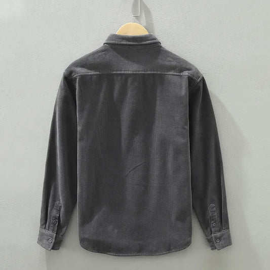 Men’s Winter Cotton Fleece Shirt – Lightweight Slim-Fit Lapel Top for Daily Casual Comfort and Effortless Warmth