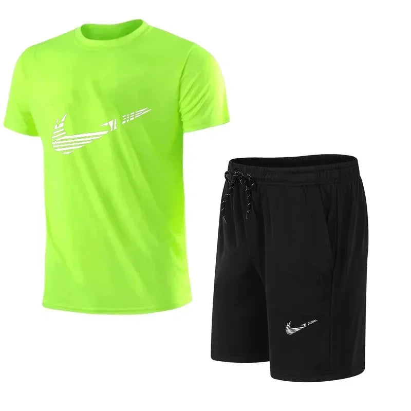 2025 Summer Fashion Men's Tracksuit T-shirt Shorts Set Leisure Short Sleeve Set Jogging Gym Suit Brand Clothing - Ellianto fashion Men's