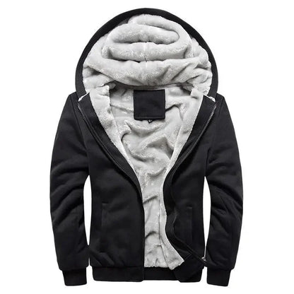 Men’s Hooded Fleece-Lined Baseball Jacket – Warm, Thickened Sweatshirt with Sporty Korean Style for Autumn-Winter Comfort