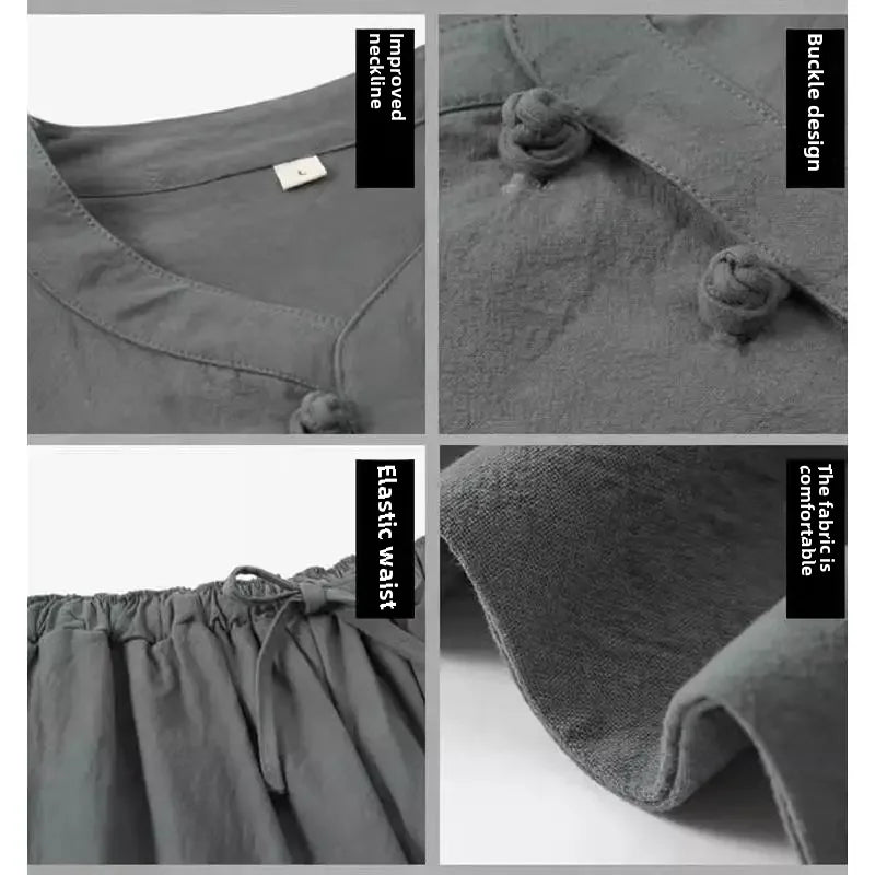 Men's Chinese Style Buddhist Zen Suit Cotton Linen Outfit For Paying Respect To Buddha Women's Version Zen Tang Costume - Ellianto fashion Men's