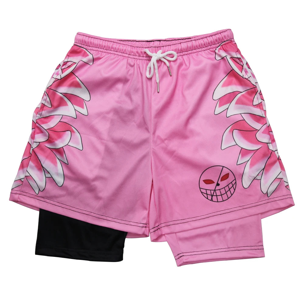 Men’s Performance Sportswear Set – Anime-Inspired Tracksuit with Compression Leggings, Gym Shorts & Rash Guard