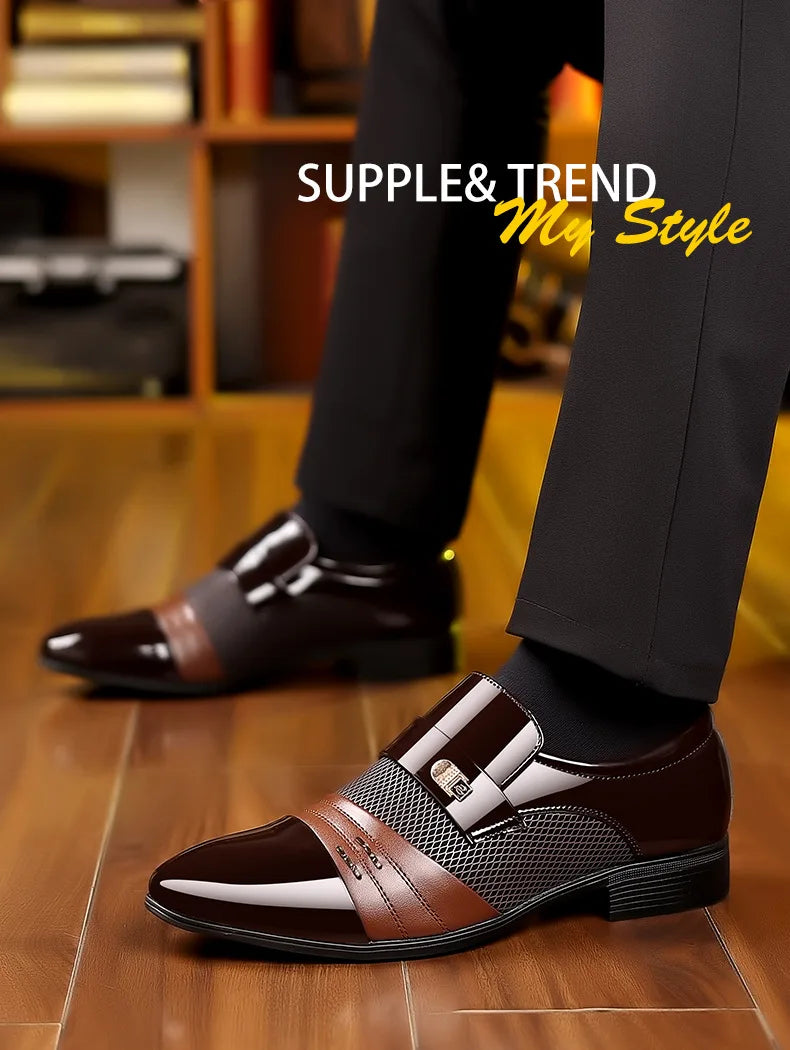 Oxford Shoes Men's Luxury Lacquer Wedding Shoe Pointed Toe Dress Shoes for Men Classic Business Men Leather Shoes Big Size 38-48 - Ellianto fashion Men's