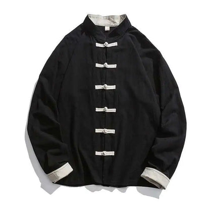 Mens Traditional Chinese Clothing Spring Autumn Solid Tang Suit Men Kung Fu Tai Chi Master Costume Male Tops Jackets Gift - Ellianto fashion Men's