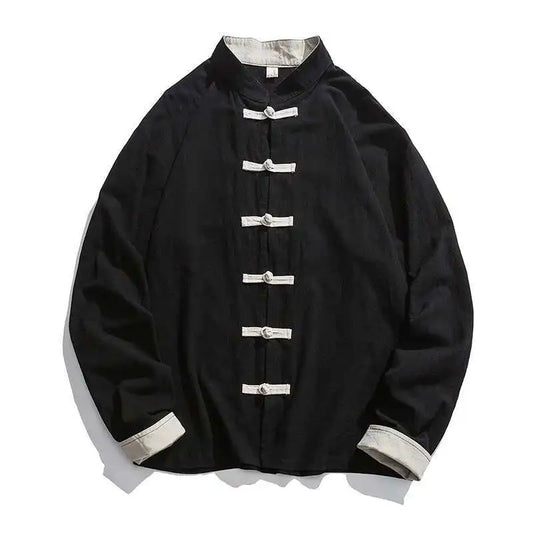 Mens Traditional Chinese Clothing Spring Autumn Solid Tang Suit Men Kung Fu Tai Chi Master Costume Male Tops Jackets Gift - Ellianto fashion Men's