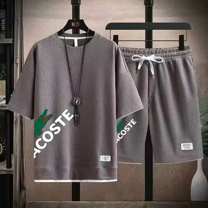 2025 sets of 2 pieces, waffle prints, men's shorts, summer sportswear, men's fashion, comfort and fashion, sportswear sets - Ellianto fashion Men's