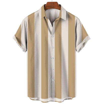 Men's Hawaiian Short Sleeve Shirt Elegant Summer Stripes Print Fashion Casual Social Oversized Y2k Harajuku Luxury Clothing Hot - Ellianto fashion Men's