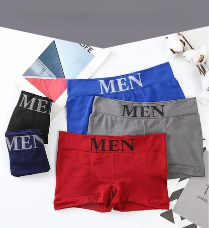 3Pcs/Lot Men's Panties Underwear Boxers Breathable Man Boxer Solid Underpants Comfortable Male Brand Shorts Black Blue Underwear - Ellianto fashion Men's