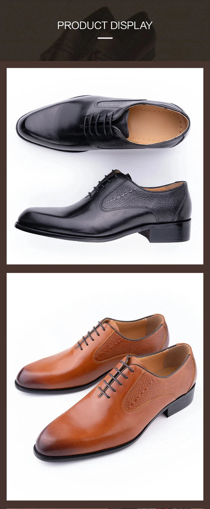 Formal Men's Shoes Fashion Style Men Italian Shoe High Quality Dress Oxfords Handmade Office Party Genuine Leather Business Shoe - Ellianto fashion Men's