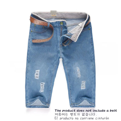 Men’s Summer Denim Pants – Lightweight, Washable, Perforated Comfort with Personalized Casual Style and Mid-Rise Fit