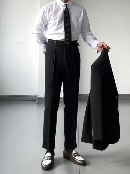 High Waist Slim Fit Business Man Suits Pants Summer 2025 Cheap Elegant Fashion Homme Up Straight Suit Trousers for Men - Ellianto fashion Men's