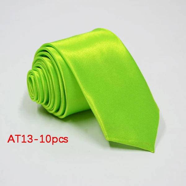 10/12PCS Tie for Men Wholesale 28 Solid Colors Slim Necktie Polyester Satin Cravat Formal Party Ties Fashion Daily Accessory - Ellianto fashion Men's