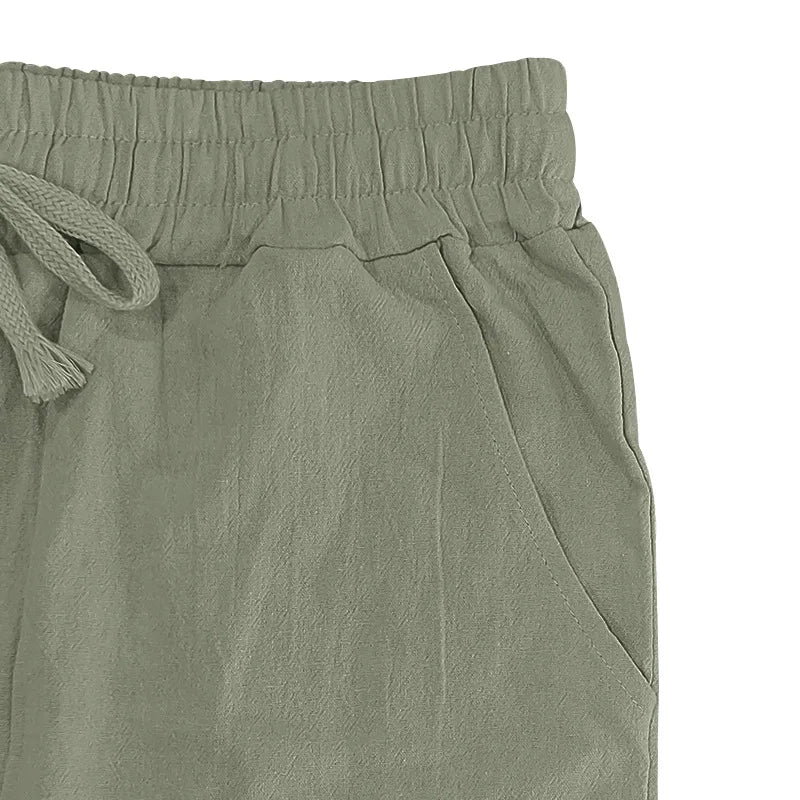 Men's Summer Drawstring Waist Wide Leg Loose Cotton Linen Yoga Pants Beach Casual Trousers with Pockets Casual Lightweight Pants - Ellianto fashion Men's