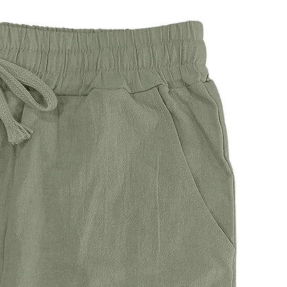 Men's Summer Drawstring Waist Wide Leg Loose Cotton Linen Yoga Pants Beach Casual Trousers with Pockets Casual Lightweight Pants - Ellianto fashion Men's