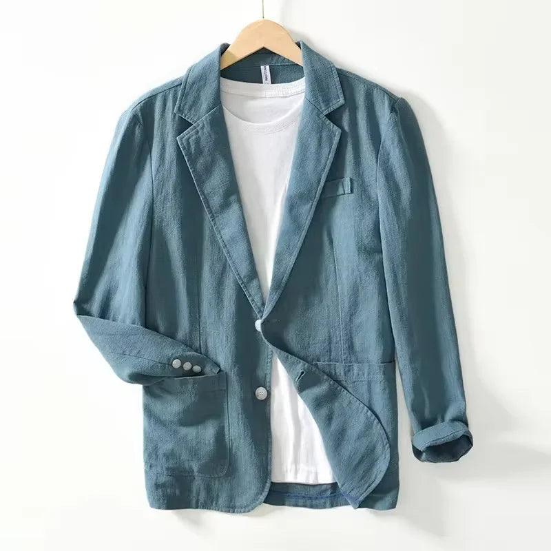 Man Blazer Thin Linen Blazer Mens Summer White Single Suit For Men Cotton Sunscreen Blazer Jacket Men Slim Fit Casual 2025 New - Ellianto fashion Men's