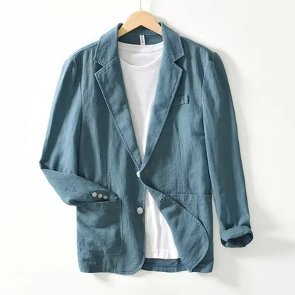 Man Blazer Thin Linen Blazer Mens Summer White Single Suit For Men Cotton Sunscreen Blazer Jacket Men Slim Fit Casual 2025 New - Ellianto fashion Men's