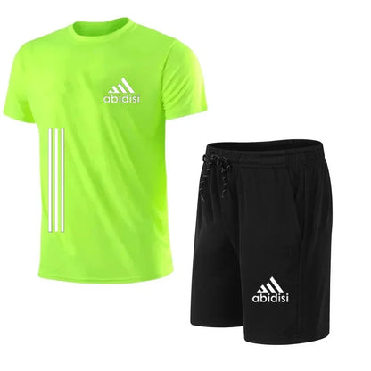 2025 The latest brand men's T-shirt set Fashion casual T-shirt men's summer men's running set - Ellianto fashion Men's