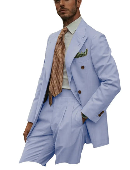 New Solid Color Linen Men's Suit 2 Pieces Fashion Business Casual Summer Elegant Prom Wedding Groom Tuxedos High Quality Suits - Ellianto fashion Men's