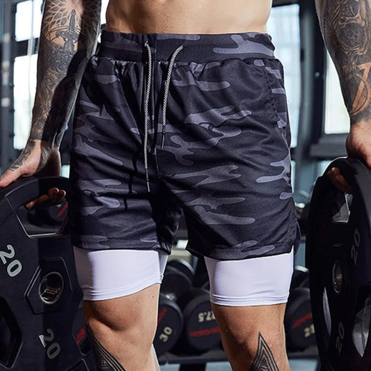 Men Sport Shorts Sportswear Double-deck Running Shorts 2 In 1 Beach Bottoms Summer Gym Fitness Training Jogging Short Pants Men - Ellianto fashion Men's