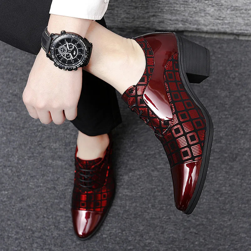 Men Formal Shoes High Heels Business Dress Shoes Male Oxfords Pointed Toe Formal Shoe for Man Luxury Wedding Party Leather Shoe - Ellianto fashion Men's