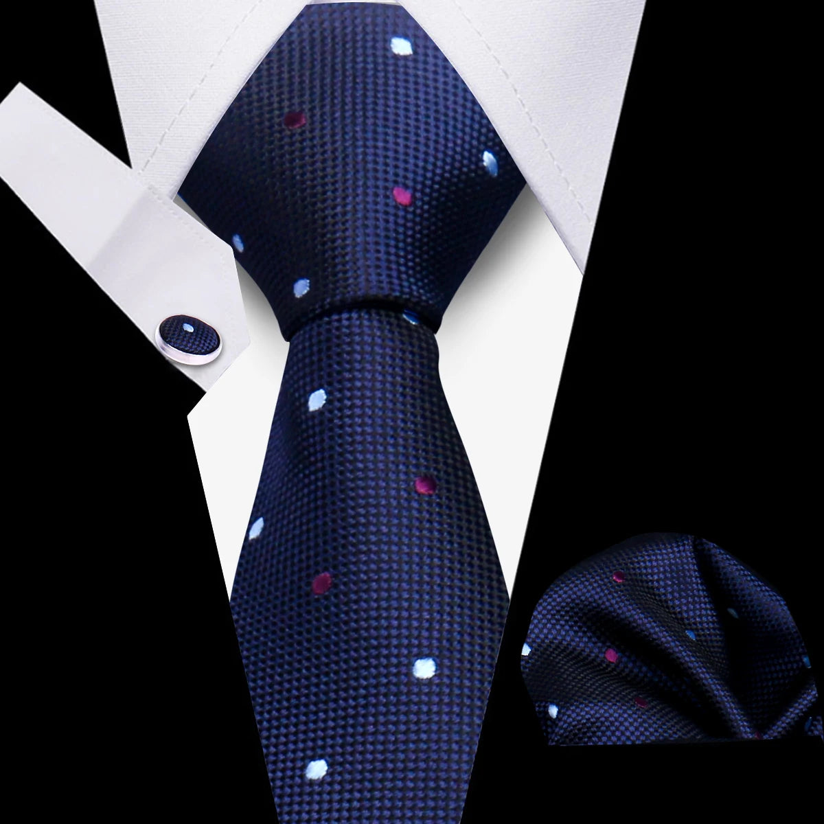 Tie Men Business Necktie Set Classic Plaid Cufflinks Handkerchief For Suit Wedding High Quality 3pcs Ties Sets Formal Gravata - Ellianto fashion Men's