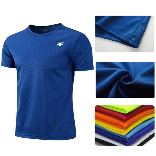 Men's Summer Exercise Trainning T-shirt High Quality Breathable Quick Dry Short Sleeved Top Marathon Gym Fitness Basketball Tees - Ellianto fashion Men's