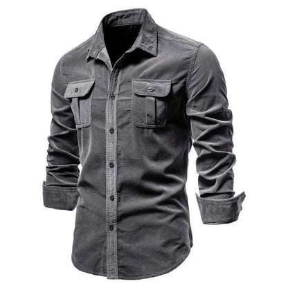 Men's Business Casual Long Sleeve Cotton Velvet Shirt Slim Fit Autumn Wear Comfortable Breathable Fashionable New Style Shirt - Ellianto fashion Men's