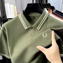 100% pure cotton high-end brand men polo shirt exquisite summer badge embroidery T-shirt fashionable lapel short sleeved shirt - Ellianto fashion Men's