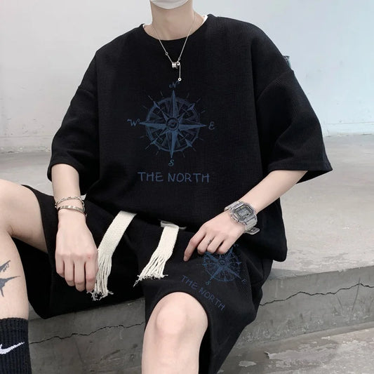 Summer Oversize Spor Two-Piece Set for Men Faionable T-irt orts Combo Cool And Haome Casual Wear Polyester Fiber - Ellianto fashion Men's