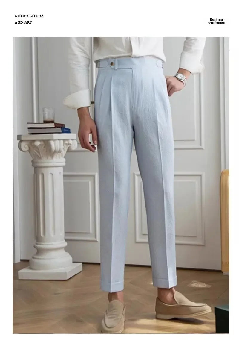 High-quality Harajuku Slim Fit Men's Pants Trendy Brand Draped Suit Casual Trousers Smooths Your Silhouette Small Feet - Ellianto fashion Men's
