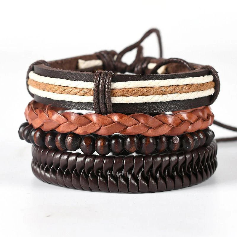 06 2025 Leather Braided Bracelet For Men - Ellianto fashion Men's