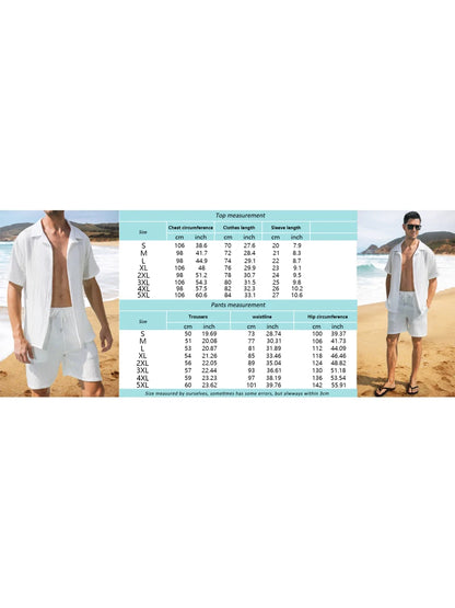 Set Street Casual Men's Suit Personalized Fashion Plaid Printed Pattern Short Sleeve Lapel Shirt and Shorts Men's Two Piece Set - Ellianto fashion Men's