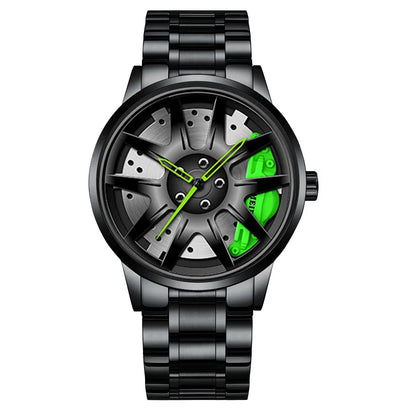 2025 Men Top Big Leather Watches Men Car Wheel Hub Stainless Steel Quartz Watch For Male Military Sports Watch Relogio Masculino - Ellianto fashion Men's
