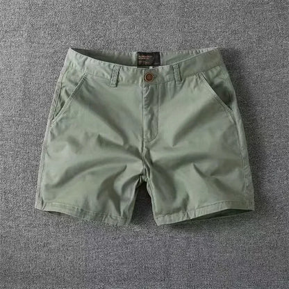 Men’s Summer Cotton Workwear Shorts – Lightweight Slim Straight-Leg Beach Pants with Elastic Waist for Effortless Casual Comfort (Big Sizes Available)