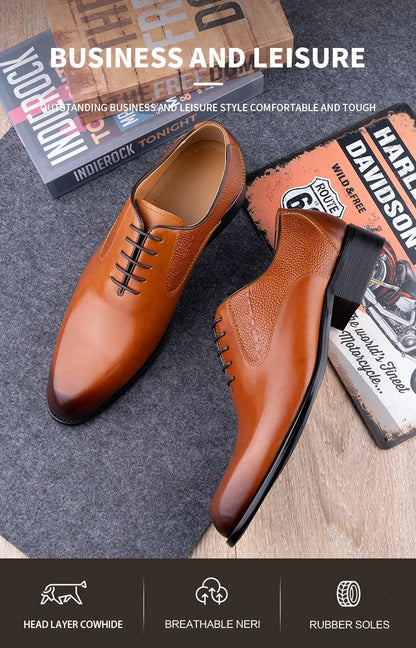 Formal Men's Shoes Fashion Style Men Italian Shoe High Quality Dress Oxfords Handmade Office Party Genuine Leather Business Shoe - Ellianto fashion Men's