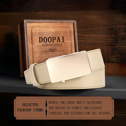 Men's Premium Leather Smooth Ratchet Business Belt Men's Dress and Casual Daily Adjustable Buckle, Tailor-made - Ellianto fashion Men's