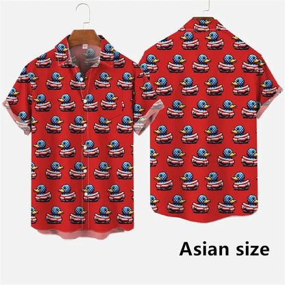 Hawaiian 3D Cartoon Duck Short-Sleeve Shirt – Fun, Lightweight Comfort and Effortless Summer Streetwear Style for the Modern Gentleman
