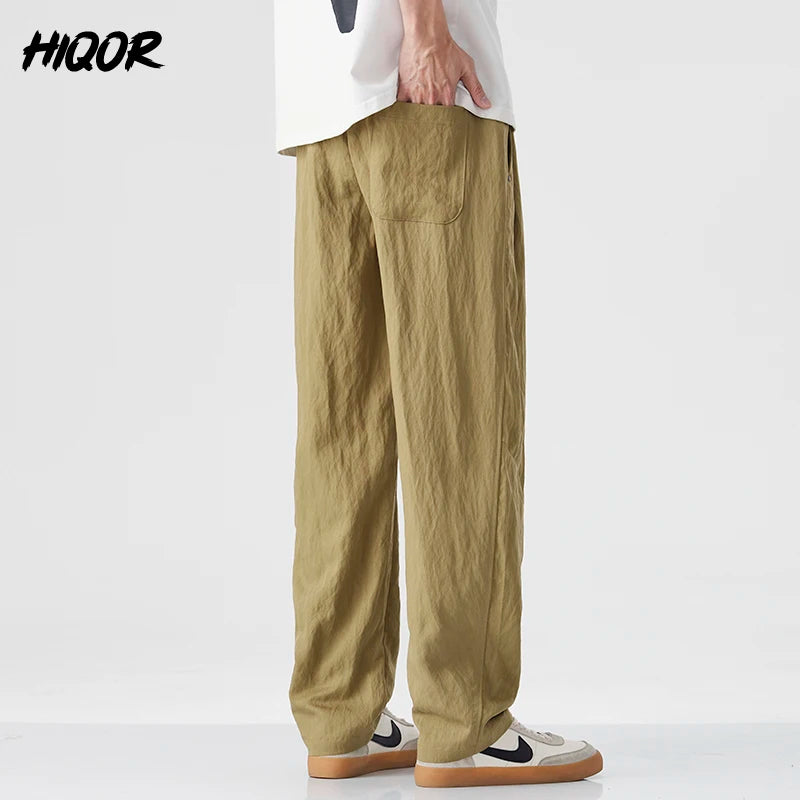 2025 Spring Summer Ultra-thin Men's Stretch Y2K Slim Straight Casual Pants High Quality Fashion Breathable Sports Trousers Baggy - Ellianto fashion Men's