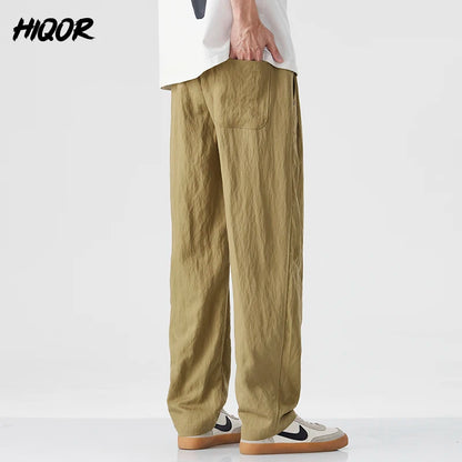 2025 Spring Summer Ultra-thin Men's Stretch Y2K Slim Straight Casual Pants High Quality Fashion Breathable Sports Trousers Baggy - Ellianto fashion Men's