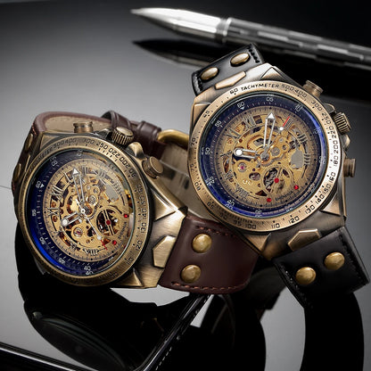 Wrist Watch For Men Waterproof Automatic Mechanical Watch Men's watch Retro montre homme with Genuine Leather relogio masculino - Ellianto fashion Men's