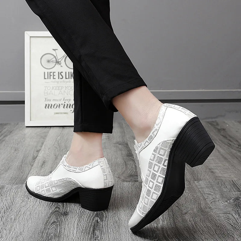 Men Formal Shoes High Heels Business Dress Shoes Male Oxfords Pointed Toe Formal Shoe for Man Luxury Wedding Party Leather Shoe - Ellianto fashion Men's