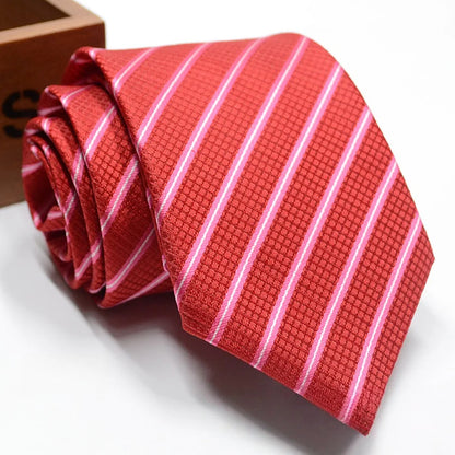 Classic Stripe Necktie Men Business Formal Wedding Tie 8cm Blue Black Pink Red Neck Ties Fashion Shirt Dress Accessories - Ellianto fashion Men's