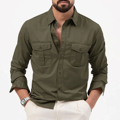 Men Shirt Mens Business Casual Shirts 2020 New Arrival Men Famous Brand Clothing Army Green Long Sleeve Camisa Masculina - Ellianto fashion Men's