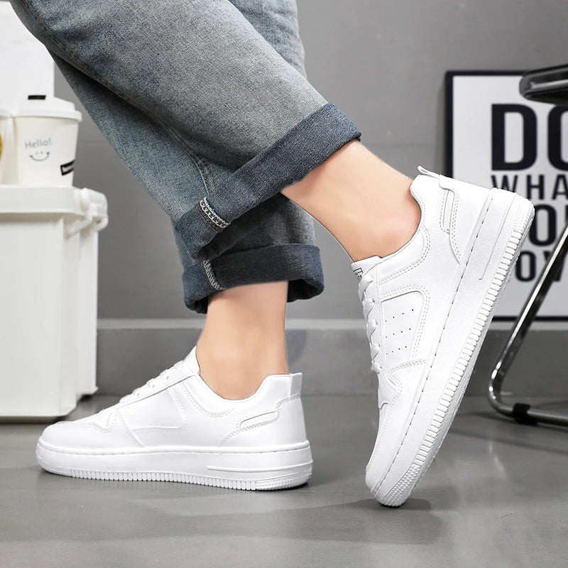 Men's Shoes Explosion Thick Soled Leather Small White Shoes Men's Trendy Shoes with Fashion Board Shoes Street Casual Shoes - Ellianto fashion Men's