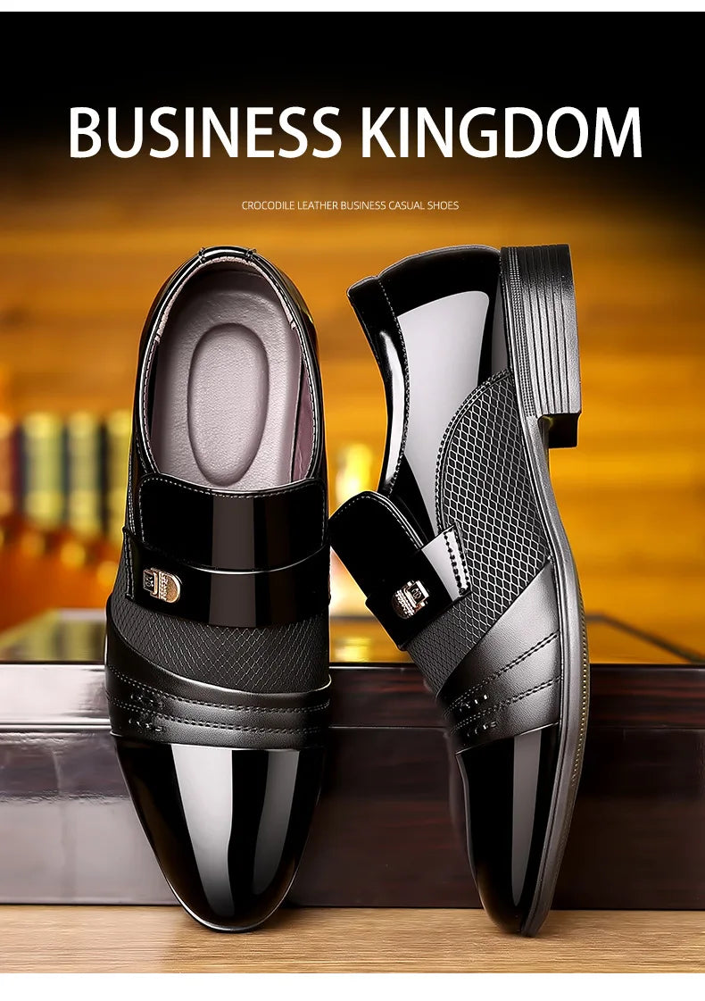 Oxford Shoes Men's Luxury Lacquer Wedding Shoe Pointed Toe Dress Shoes for Men Classic Business Men Leather Shoes Big Size 38-48 - Ellianto fashion Men's