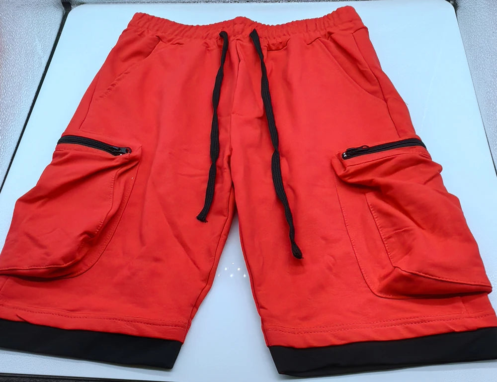 Mens Summer Cargo Shorts Cotton Workout Fitness Shorts Breathable Jogger Training Gyms Bodybuilding Multi Pocket Yellow Shorts - Ellianto fashion Men's