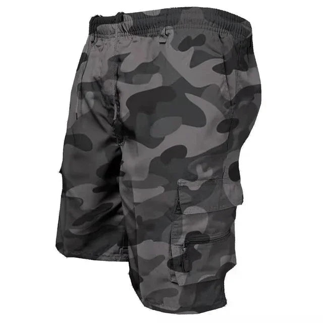 Men's Tactical Shorts Summer Casual Cargo Shorts Knee-length Multi-pockets Elastic Waist Work Hiking Overalls Short Pants Male - Ellianto fashion Men's