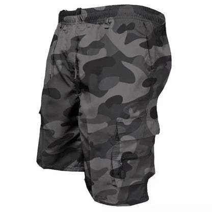 Men's Tactical Shorts Summer Casual Cargo Shorts Knee-length Multi-pockets Elastic Waist Work Hiking Overalls Short Pants Male - Ellianto fashion Men's